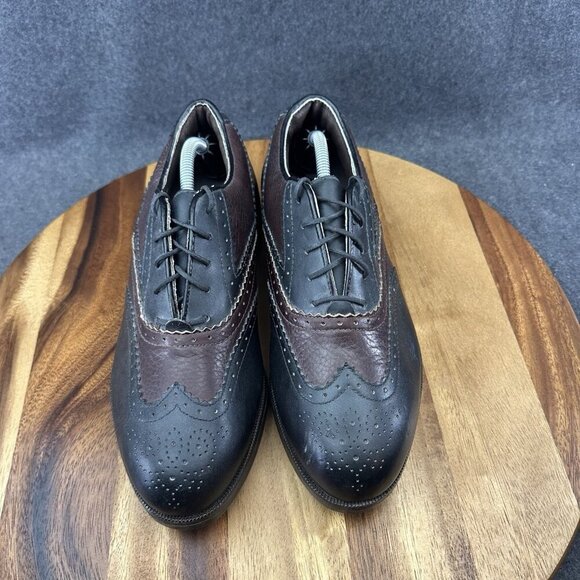 Vtg REEBOK Mens Oxford Brown Black Golf Shoes Cleats Lace Up Size 7.5 Gore-Tex main image 4